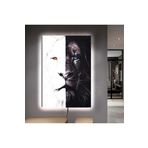 Kanvas Siyah Ve Beyaz Aslan Ledli Tablo 90 X 60