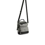 Kanvas & Suni Deri Organizer Omuz Çantası, Günlük Çanta, Ön Fermuarlı Dış Cep, İçte 1 Fermuarlı + 1 Açık Cep, Ayarlanabilir Askılı, 22x18x10 cm (Gri Siyah)