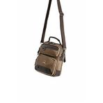 Kanvas & Suni Deri Organizer Omuz Çantası, Günlük Çanta, Ön Fermuarlı Dış Cep, İçte 1 Fermuarlı + 1 Açık Cep, Ayarlanabilir Askılı, 22x18x10 cm (Kahve Acıkahve)