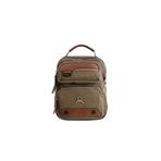Kanvas & Suni Deri Organizer Omuz Çantası, Günlük Çanta, Ön Fermuarlı Dış Cep, İçte 1 Fermuarlı + 1 Açık Cep, Ayarlanabilir Askılı, 22x18x10 cm (Kahve Taba)