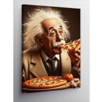 Kanvas Tablo Albert Einstein Pizza Yiyor Pop Art