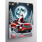 Kanvas Tablo Araba Üzerinde Noel Baba, 70 x 100