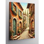 Kanvas Tablo Arnavut Kaldırımlı Sokak Ve Evler, 100 x 140