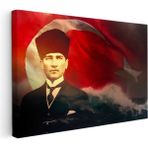 Kanvas Tablo Atatürk Deniz ve Bayrak Temalı Atatürk Tablosu Ev Ofis Duvar Dekoru - 100 x 70