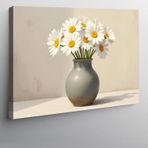 Kanvas Tablo Beyaz Papatya Vazosu 50cmx70cm