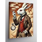 Kanvas Tablo Beyaz Tavşan Ve Cep Saati, 50 x 70