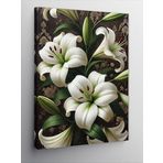 Kanvas Tablo Beyaz Zambaklar Ve Yeşil Fon, 50 x 70