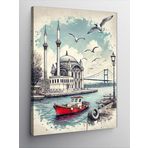 Kanvas Tablo Boğaz Köprüsü ve Cami Manzarası, 100 x 140
