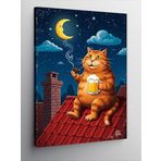 Kanvas Tablo Çatıdaki Turuncu Kedi, 100 x 140