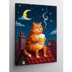 Kanvas Tablo Çatıdaki Turuncu Kedi Ve Keyif, 70 x 100