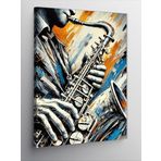 Kanvas Tablo Caz Saksafon Çizimi, 100 x 140 CNVSDKEY136899
