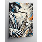Kanvas Tablo Caz Saksafon Çizimi, 100 x 140 CNVSDKEY137237