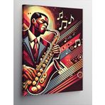 Kanvas Tablo Caz Saksafon ve Müzik Notaları, 100 x 140