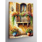 Kanvas Tablo Çiçeklerle Süslenmiş Pencere, 100 x 140 CNVSDKEY141569