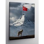 Kanvas Tablo Dağ ve Türk Bayrağı, 100 x 140