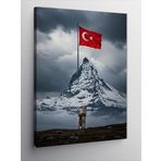Kanvas Tablo Dağ ve Türk Bayrağı, 50 x 70