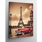 Kanvas Tablo Eiffel Kulesi Ve Klasik Araba, 70 x 100 CNVSDKEY140784