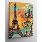 Kanvas Tablo Eyfel Kulesi ve Paris Kartpostalı, 100 x 140