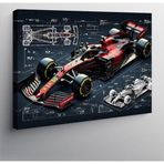 Kanvas Tablo F1 Yarış Arabası Planı 100cmx140cm