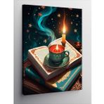 Kanvas Tablo Işıklı Kitap Ve Mum