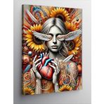 Kanvas Tablo Kalbi Tutan Melek ve Renk Patlaması, 50 x 70