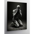 Kanvas Tablo Karanlıkta Çöken İnsan Figürü, 50 x 70