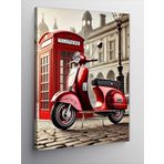 Kanvas Tablo Kırmızı Vespa Ve Telefon Kulübesi, 100 x 140 CNVSDKEY141491