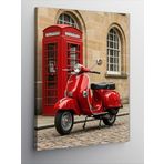Kanvas Tablo Kırmızı Vespa ve Telefon Kulübesi, 50 x 70 CNVSDKEY138102