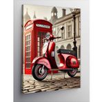 Kanvas Tablo Kırmızı Vespa Ve Telefon Kulübesi