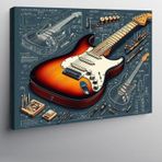 Kanvas Tablo Klasik Elektro Gitar 70cmx100cm