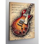 Kanvas Tablo Klasik Elektro Gitar Çizimi, 100 x 140