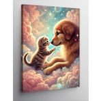 Kanvas Tablo Köpek Ve Kedi Sevgi Anı, 70 x 100