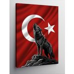 Kanvas Tablo Kurt Ve Türk Bayrağı, 70 x 100 CNVSDKEY139029