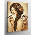 Kanvas Tablo Kuş Ve Kadın Figürü, 100 x 140