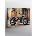 Kanvas Tablo Mavi Chopper Motosiklet