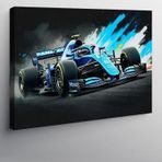 Kanvas Tablo Mavi Formula 1 Araba Aksiyonu 100cmx140cm