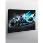 Kanvas Tablo Mavi Formula 1 Araba Aksiyonu 70cmx100cm