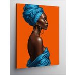 Kanvas Tablo Mavi Fularlı Afrikalı Kadın