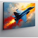 Kanvas Tablo Mavi Jet Uçağı 50cmx70cm