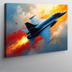 Kanvas Tablo Mavi Jet Uçağı 70cmx100cm