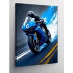 Kanvas Tablo Mavi Motor Hızcısı