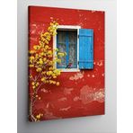 Kanvas Tablo Mavi Pencere Ve Sarı Çiçek, 70 x 100