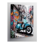 Kanvas Tablo Mavi Scooter Motor