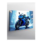 Kanvas Tablo Mavi Spor Motosiklet