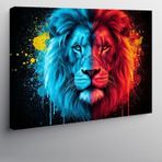 Kanvas Tablo Mavi Ve Turuncu Aslan