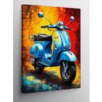 Kanvas Tablo Mavi Vespa Çizimi