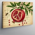 Kanvas Tablo Nar Ve Yaprak Deseni