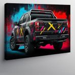 Kanvas Tablo Neon Işıklı Kamyonet Tasarımı 70cmx100cm