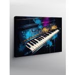 Kanvas Tablo Neon Işıklı Piyano 70cmx100cm