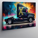 Kanvas Tablo Neon Işıklı Tır Tasarımı 50cmx70cm